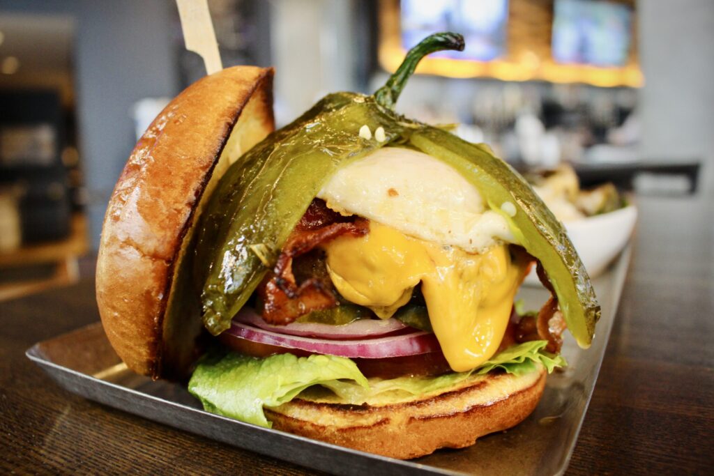 Jala @ Ur Boyga (Burger) - American cheese, bacon, fried jalapeño, lettuce, tomato, red onion, pickle, mayo, fried egg