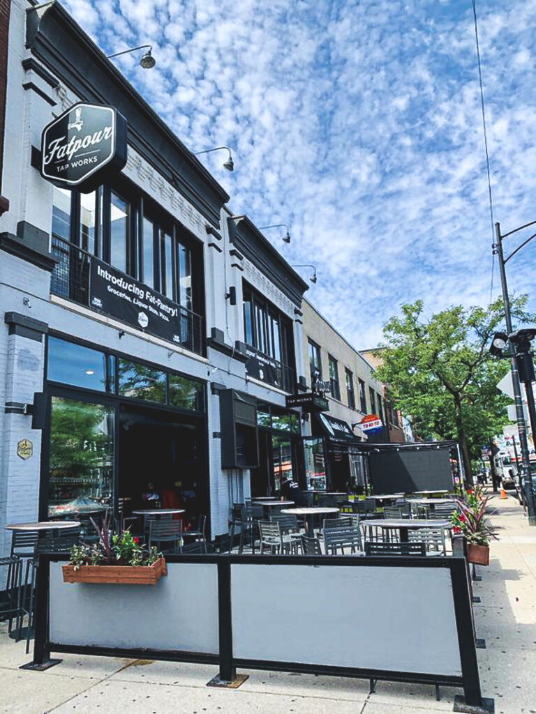 Patio dining event space in Wicker Park at Fatpour