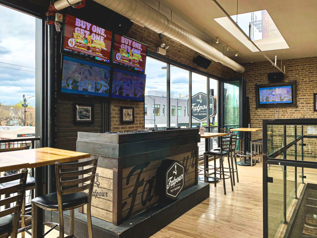 DJ booth in the first floor event space