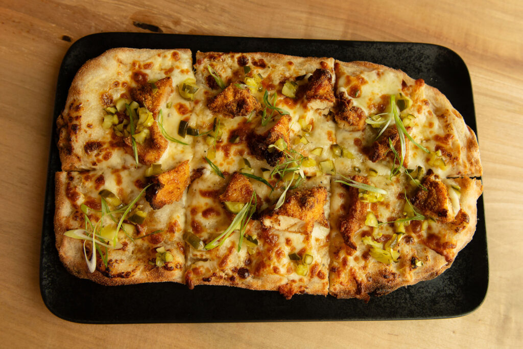 Hot Honey Chicken Flatbread Pizza - Just .99 during happy hour!