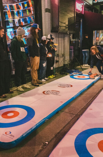 Arcade Game Experience 5 Curling on the patio at Fatpour Wicker Park in Chicago
