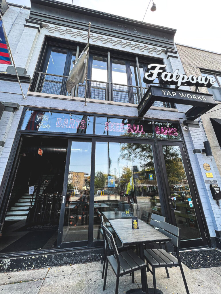 Fatpour exterior patio and sign