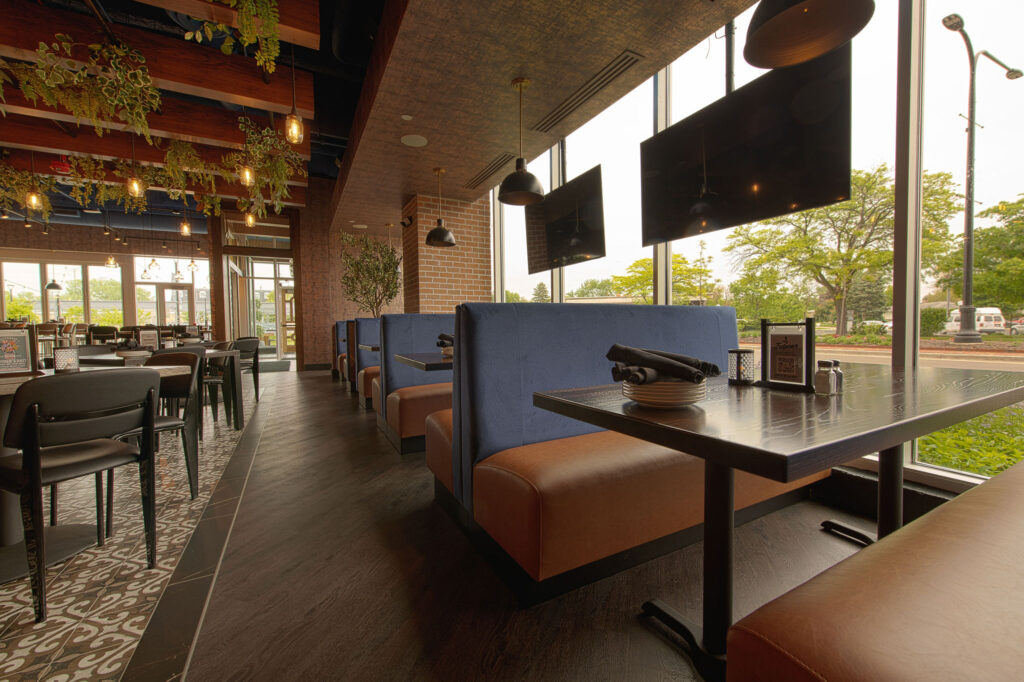 Booths in Fatpour Main Dining Room Event Space