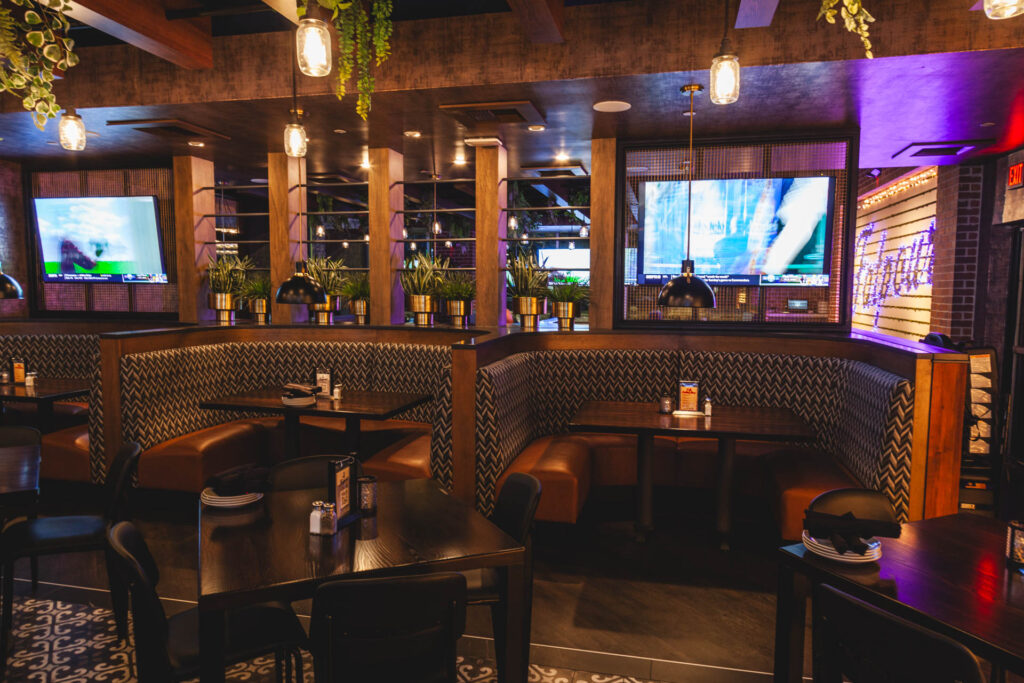 Booths in Hepburn private or semi-private dining room at Fatpour Lincolnwood