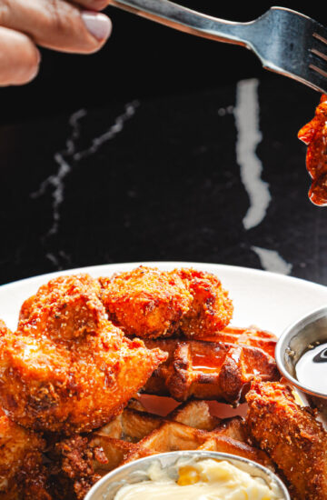 Hot Honey Chicken & Waffles at Fatpour Lincolnwood Brunch