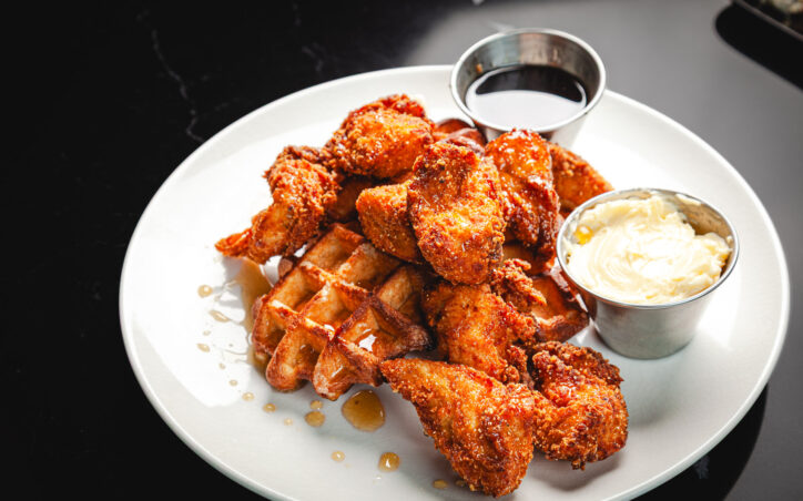 Hot Honey Chicken & Waffles at Fatpour Brunch in Lincolnwood