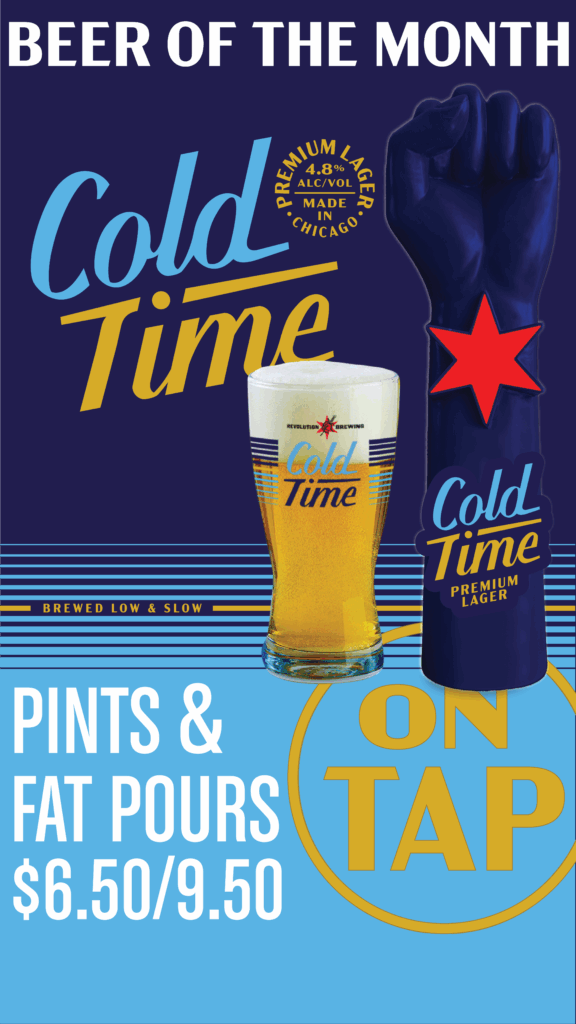 June Beer of the Month at Fatpour Lincolnwood, McCormick, and Wicker Park is Revolution's Cold Time