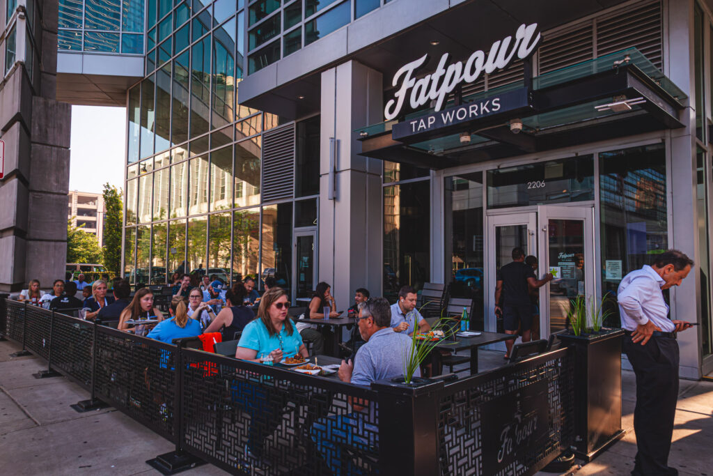 Patio dining at Fatpour McCormick across from McCormick Place