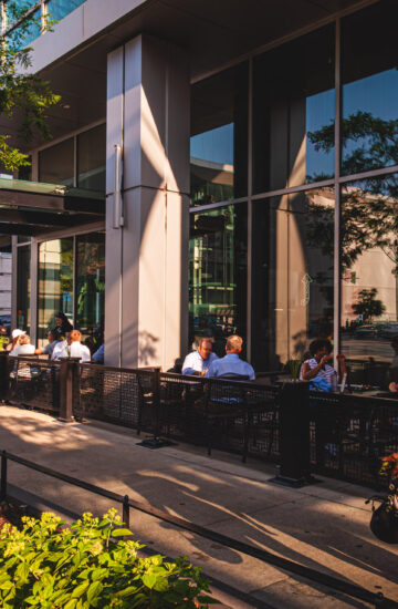 Patio dining at Fatpour McCormick across from McCormick Place