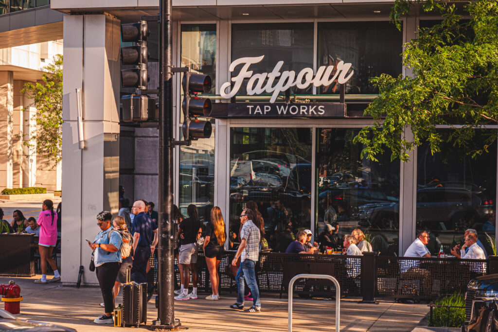 Patio dining at Fatpour McCormick across from McCormick Place