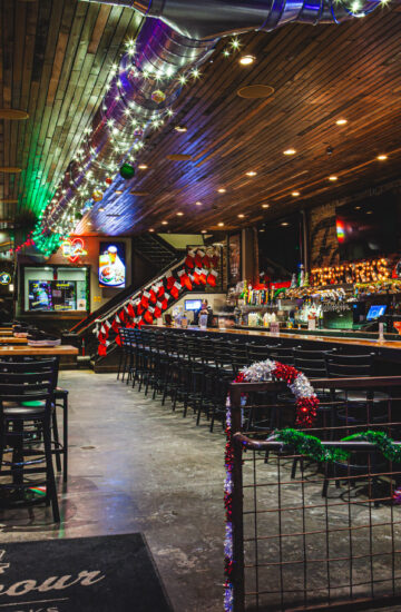 The ultimate Chicago sports bar with holiday decor at Fatpour Wicker Park in the main bar area