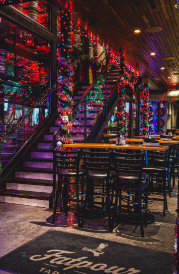 The ultimate Chicago sports bar with holiday decor at Fatpour Wicker Park in the main bar area