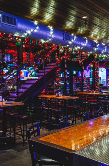 The ultimate Chicago sports bar with holiday decor at Fatpour Wicker Park in the main bar area