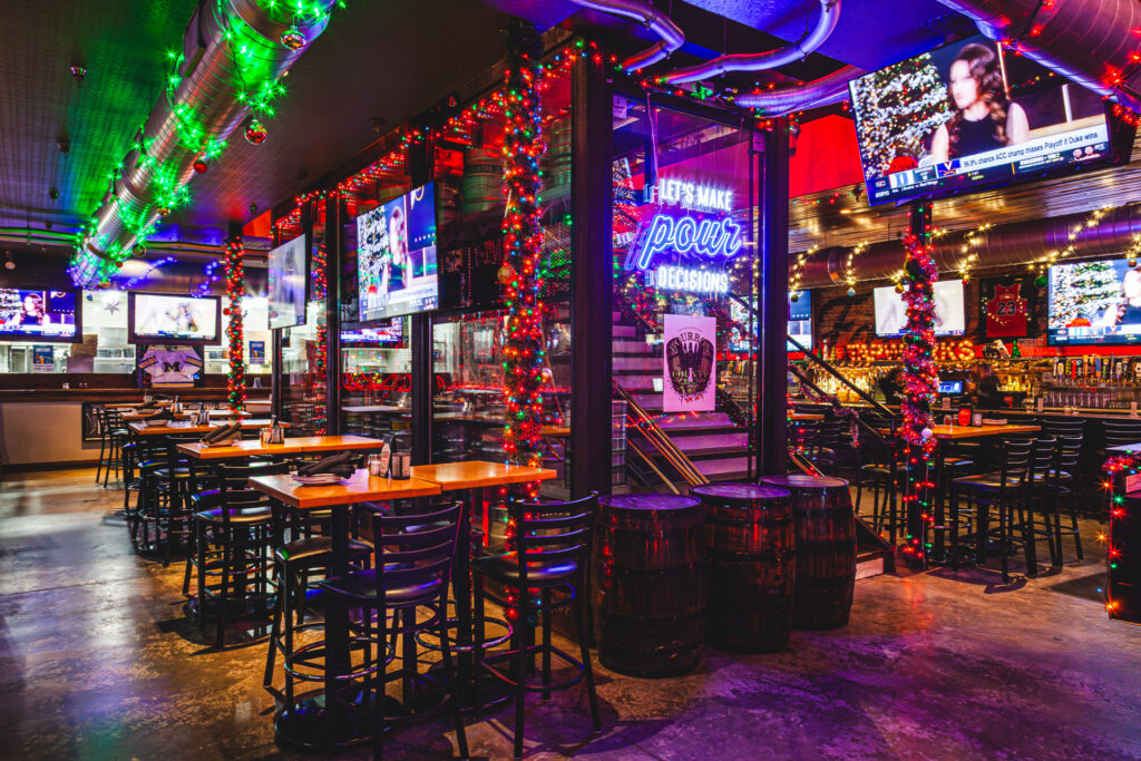 The ultimate Chicago sports bar with holiday decor at Fatpour Wicker Park