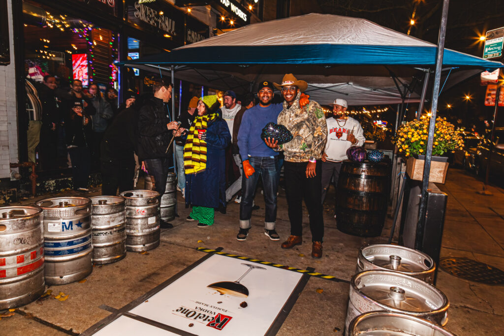 Turkey bowling event on the outdoor patio at Fatpour Tap Works Wicker Park