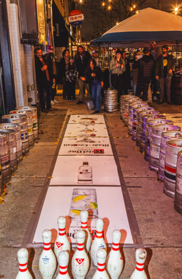 Pittsburgh Pirates at Chicago White Sox 95 Turkey bowling event on the outdoor patio at Fatpour Tap Works Wicker Park