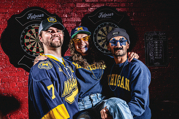 NCAA March Madness: Sweet 16 3 Michigan fans at Fatpour Wicker Park on game day