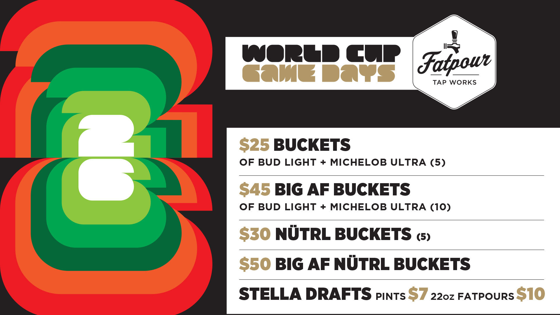 World Cup Drink Specials at Fatpour Tap Works - The Ultimate Sports Bar in Chicago