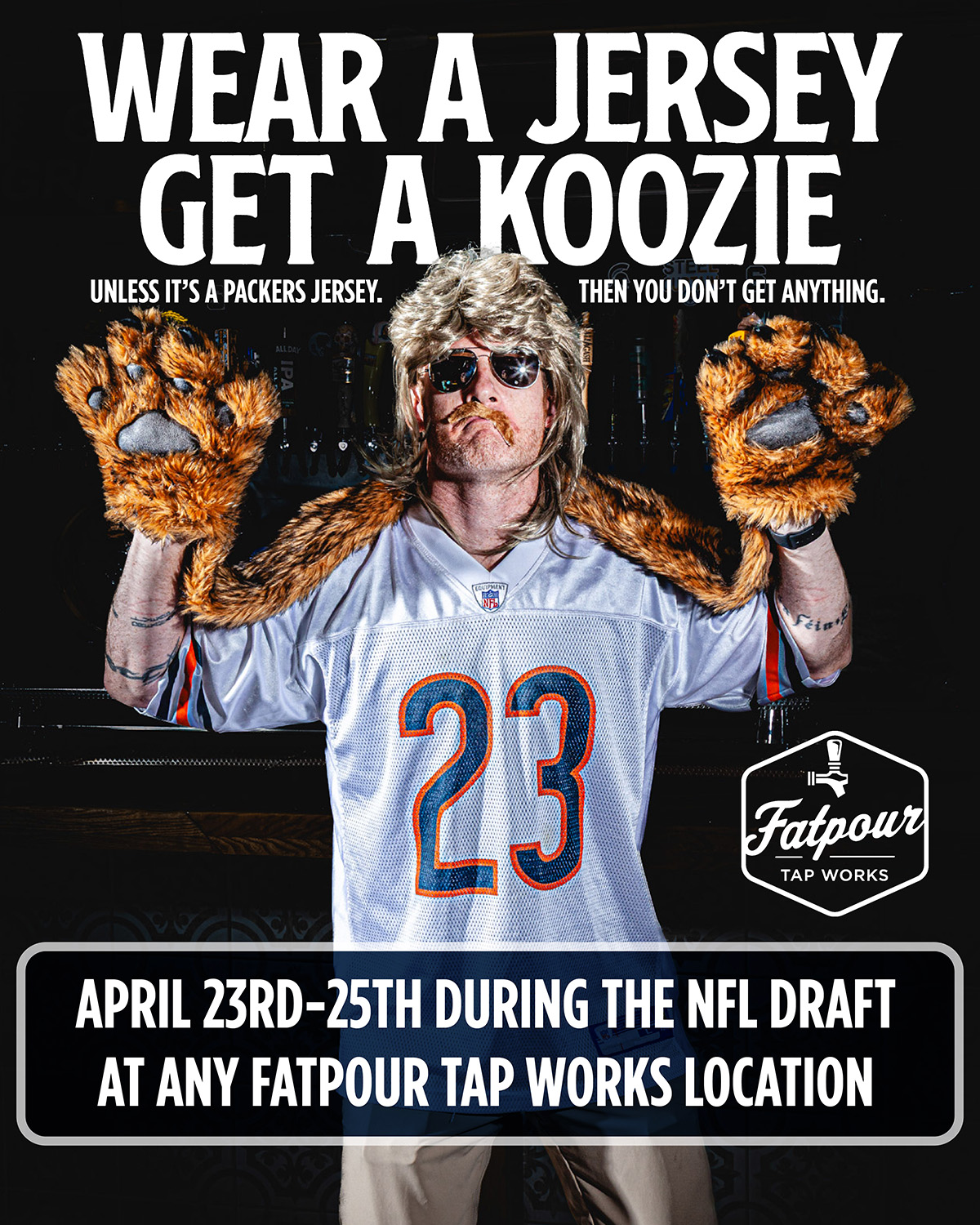 NFL Draft Promotion - wear a jersey get a free koozie promotion atall fatpour locations